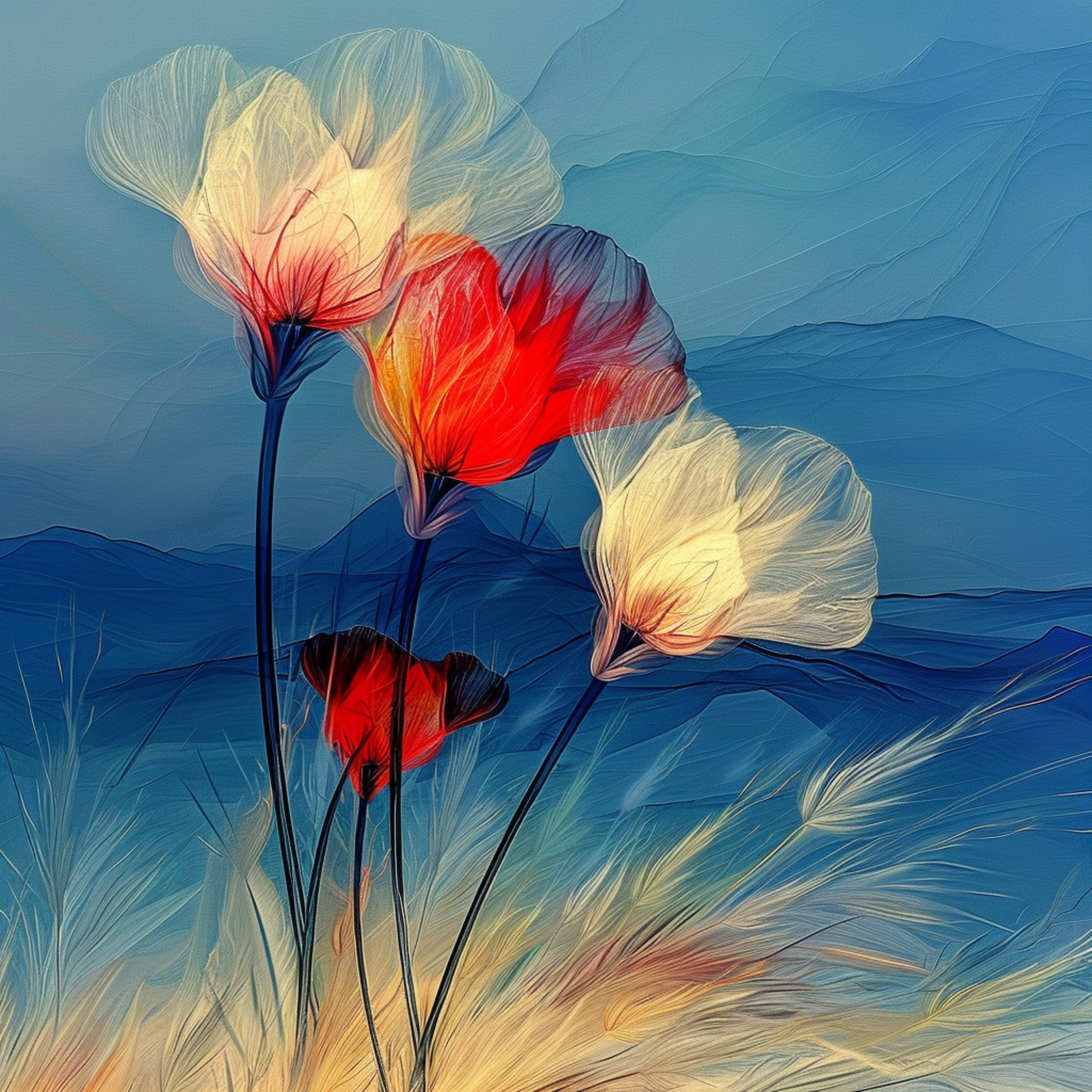 16 Whispy boho floral female portrait, 16 digital images, poster, overthebed art, large artwork, trendy product, unique wall decor