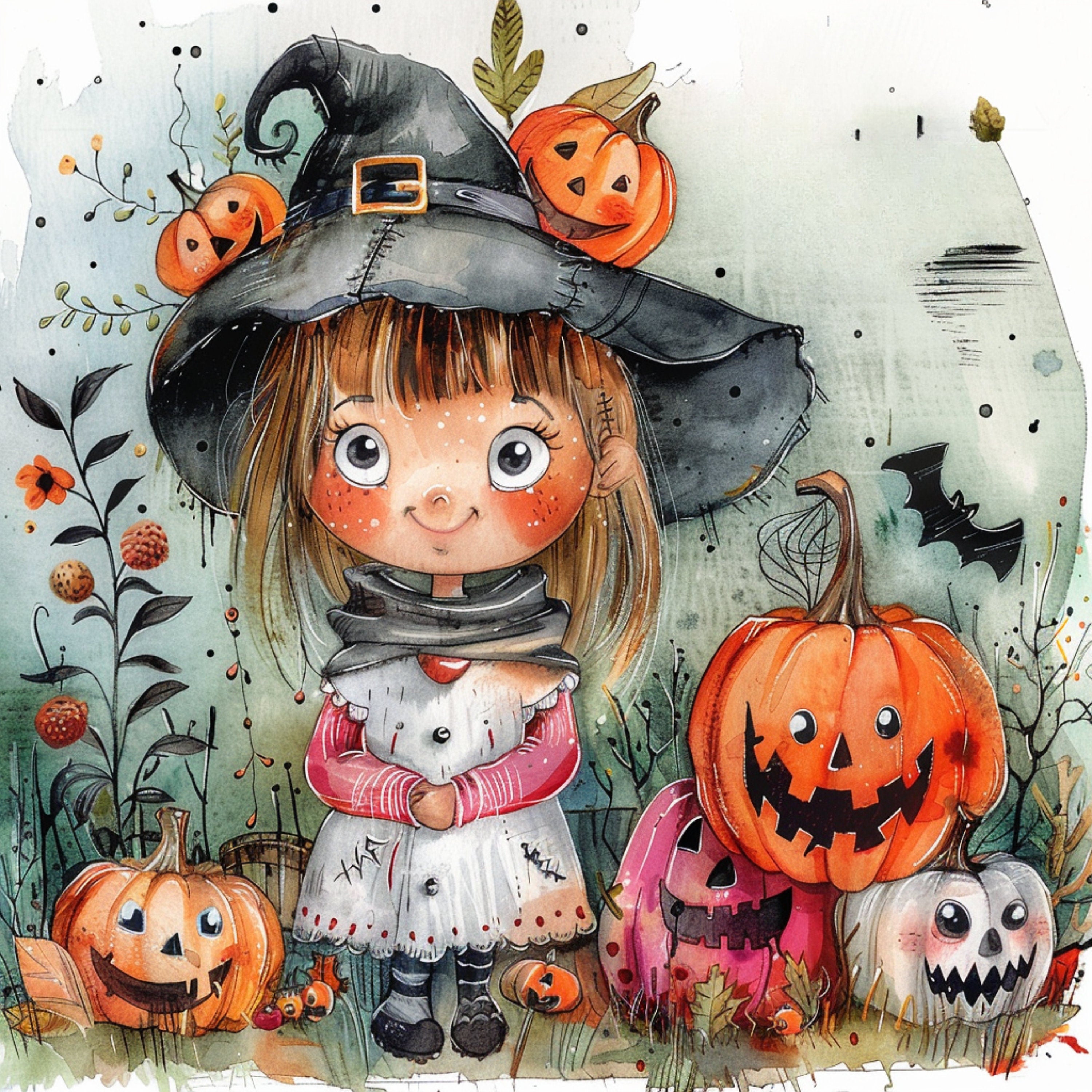FOURTEEN Cute Halloween Art Collection, Spooky Kids Digital Prints, Nursery Wall Decor, Halloween Poster Set, Playroom Artwork Set For Child