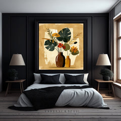 8 Contemporary Leaf Art Print Set, Modern Monstera Leaves in Vase, Digital Wall Art, Set of 8 Prints, Botanical Decor, Minimalist Art, Large