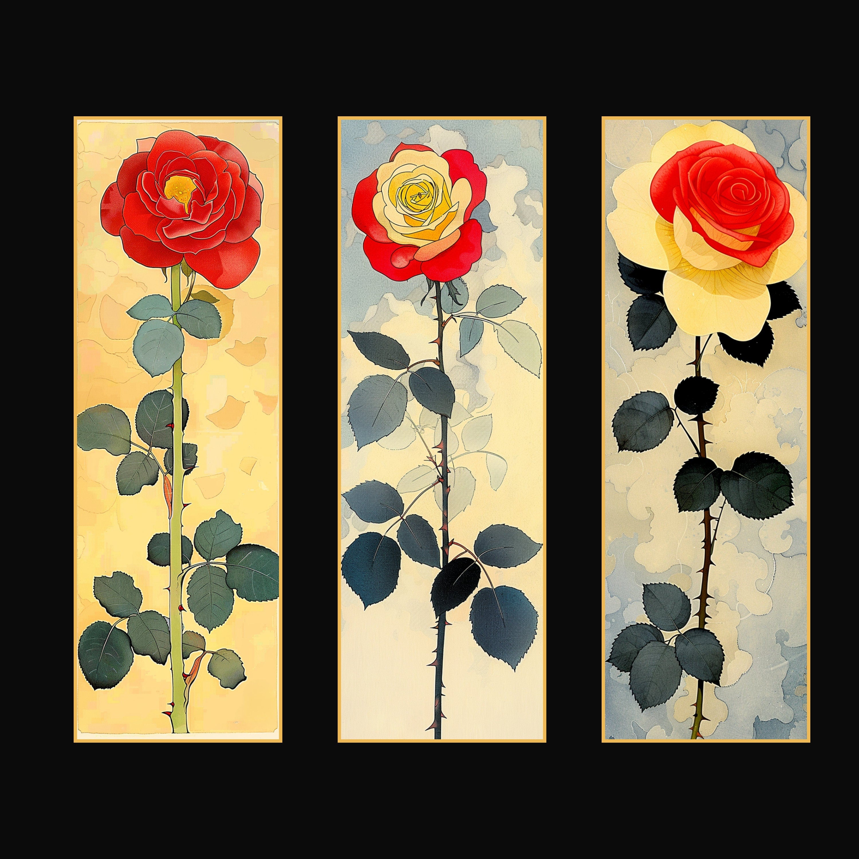 Eleven Digital Rose Art, Tall Thin Artwork, Vibrant Red Roses, Wall Decor, Unique Floral Print, Modern Home Art, Digital Download