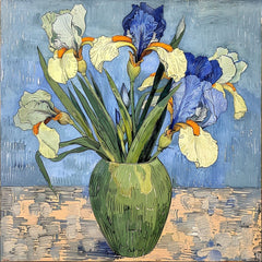 TWELVE Blue Iris Flowers Digital Art, 12 Square Large Artwork Prints, Beautiful Floral Wall Decor, Irises Botanical Illustration