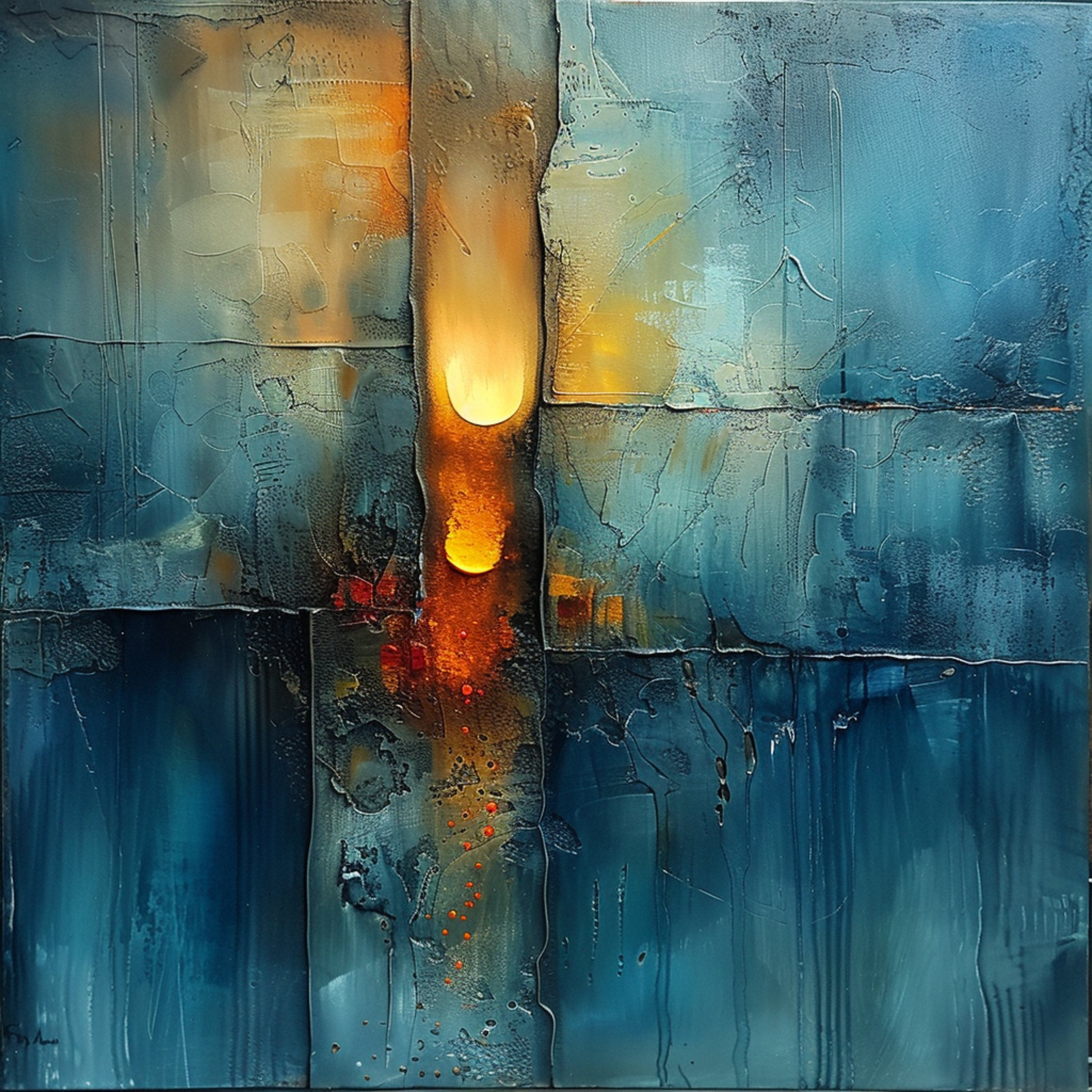 8 Digital Abstract Art Print, Blue and Orange Abstract Artwork, Large Wall Art, Modern Home Decor, Unique Art, Contemporary Design