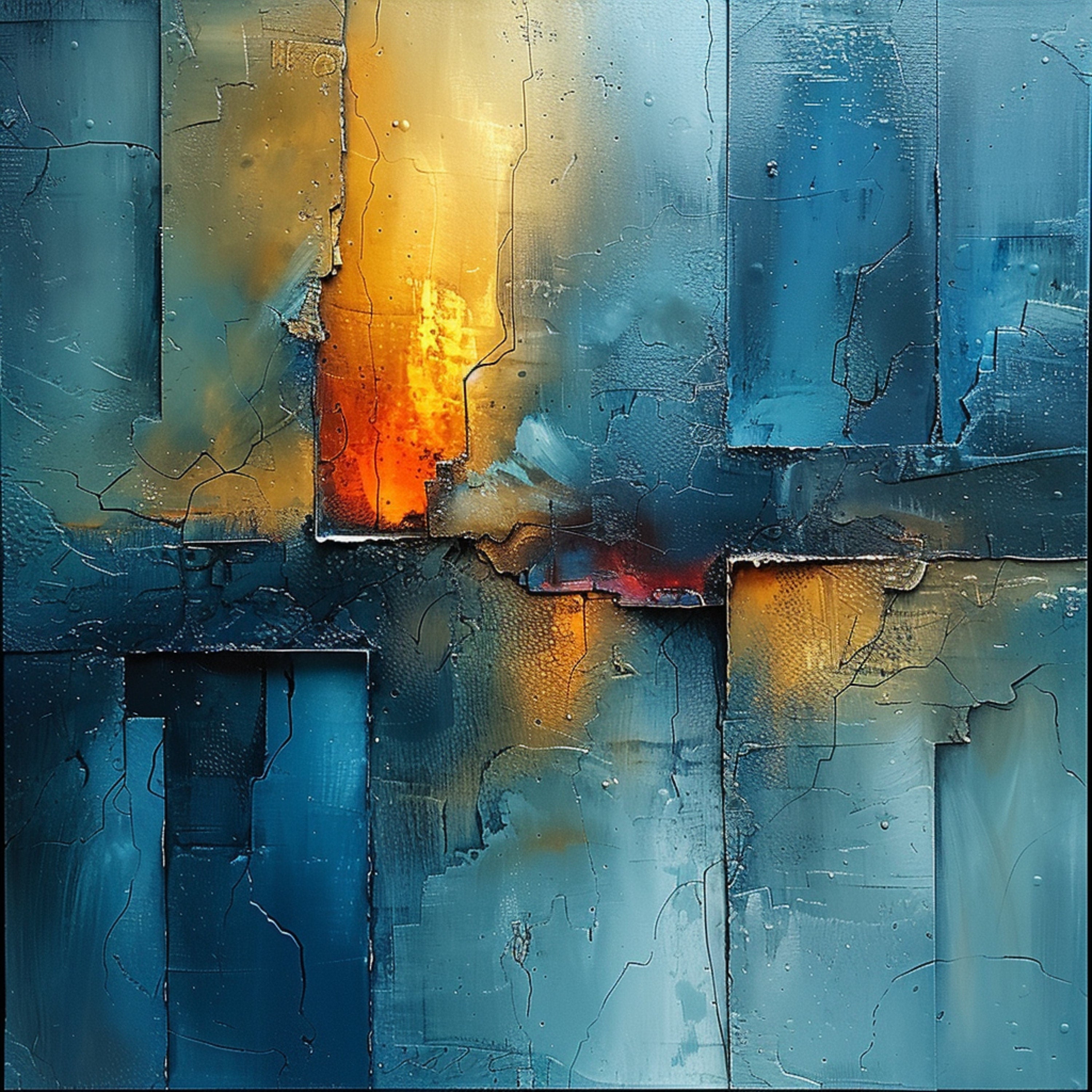 8 Digital Abstract Art Print, Blue and Orange Abstract Artwork, Large Wall Art, Modern Home Decor, Unique Art, Contemporary Design