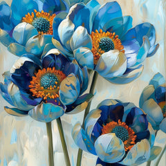 TWELVE Digital Flower Art Prints, Set of 12 Floral Images, Blue Flower Wall Art, Large Digital Art, Home Decor, Modern Floral Prints, Boho.