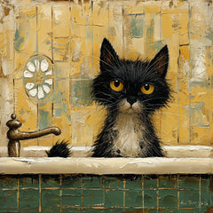12 Cute Cat in Tub Digital Artwork, Cartoon Cat Illustration Wall Art, Large Cat Print for Home Decor, Cat Lovers Gift, 12 Digital Images.