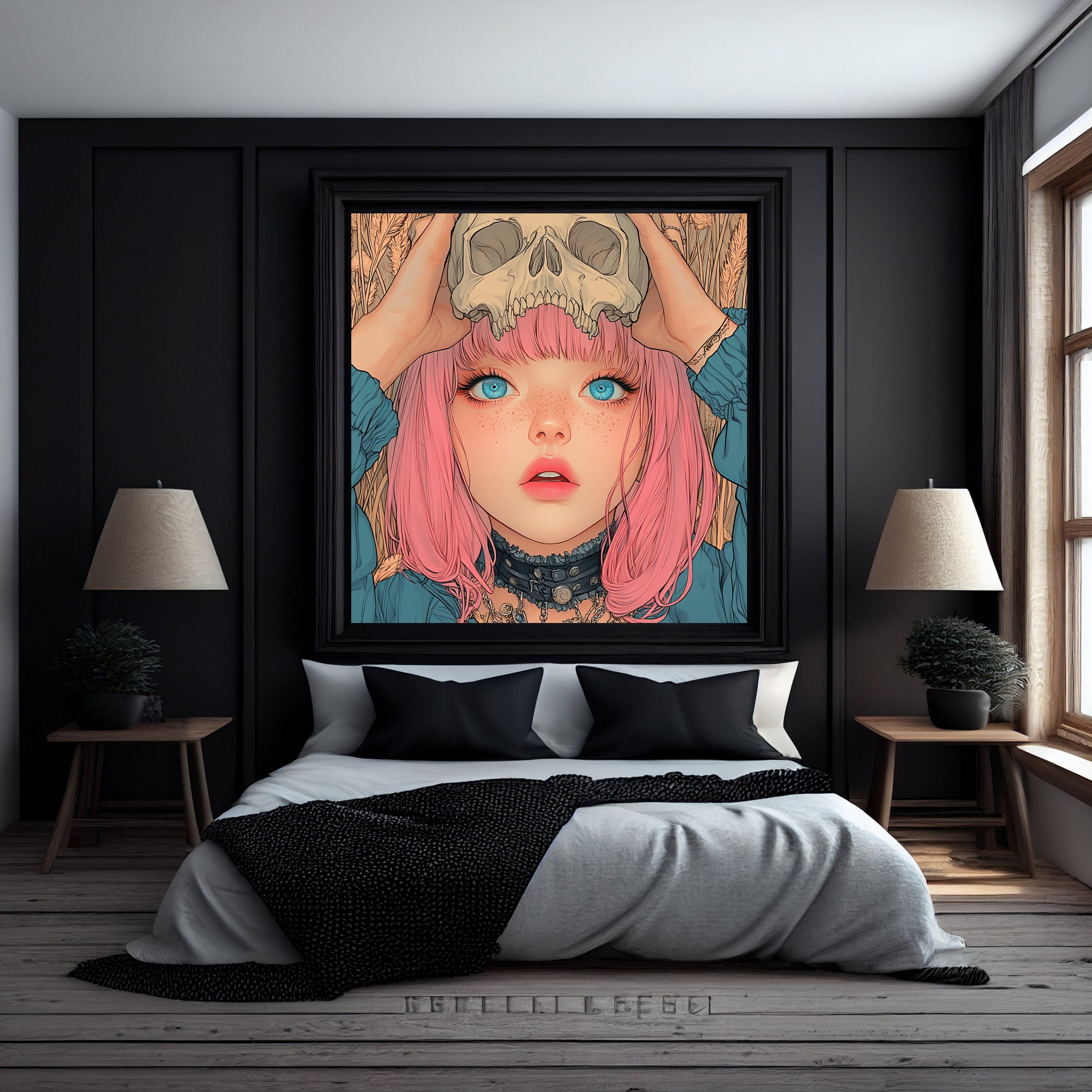 8 Pink Pastel Gothic Halloween Wall Art, Large Digital Artwork, 8 Digital Images, Spooky Home Decor, Pastel Goth Room Aesthetic Decor