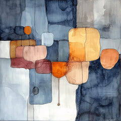 11 Soft Pastel Grey Orange Abstract Artwork, Digital Images, Modern Large Artwork, Square Wall Decor, Mid Century Style Print