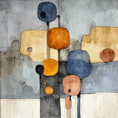 11 Soft Pastel Grey Orange Abstract Artwork, Digital Images, Modern Large Artwork, Square Wall Decor, Mid Century Style Print