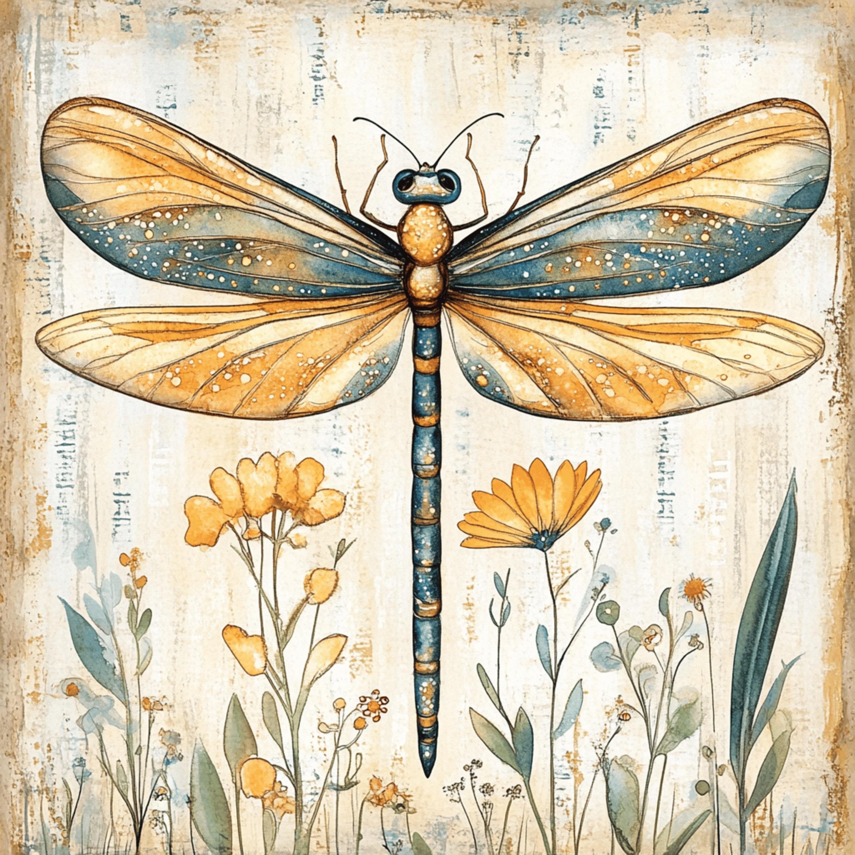 11 Dragonfly digital art print, large square wall art, office artwork, 11 digital images, nature inspired wall decor