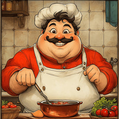 EIGHT Chef Illustrations Wall Art, Large Square Wall Art Decor, Digital Art for Kitchen, 8 Digital Images Artwork, Chef Themed Prints