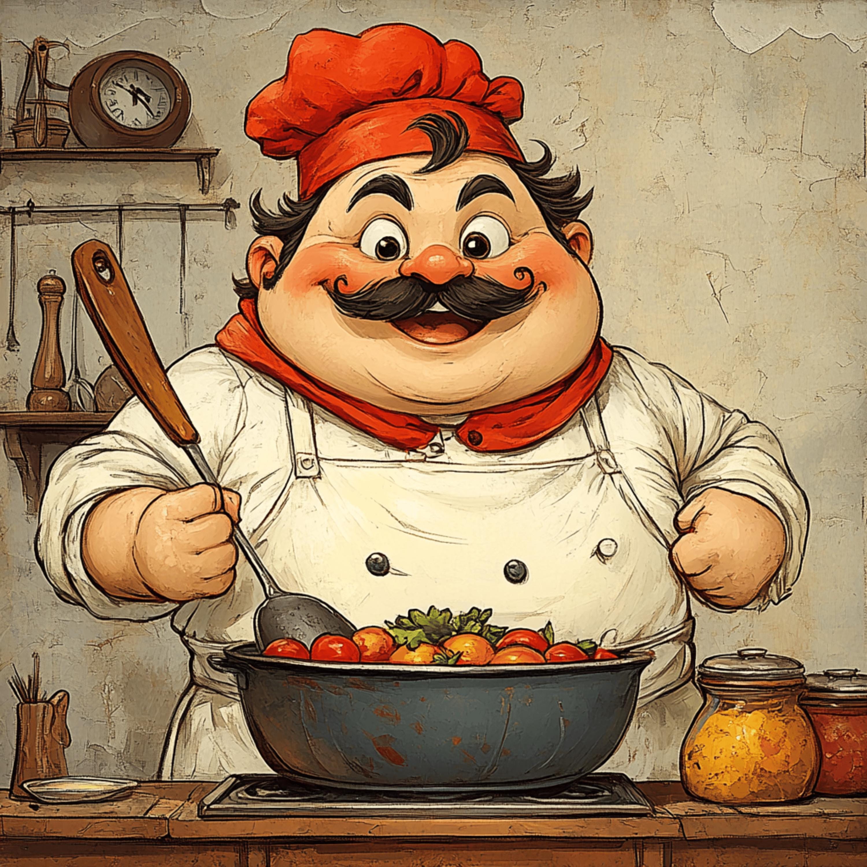 EIGHT Chef Illustrations Wall Art, Large Square Wall Art Decor, Digital Art for Kitchen, 8 Digital Images Artwork, Chef Themed Prints