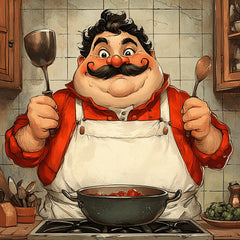 EIGHT Chef Illustrations Wall Art, Large Square Wall Art Decor, Digital Art for Kitchen, 8 Digital Images Artwork, Chef Themed Prints
