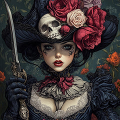 8 Victorian Gothic Art Digital Prints, Halloween Horror Digital Images, Skull and Roses Artwork, Spooky Victorian Lady Wall Decor
