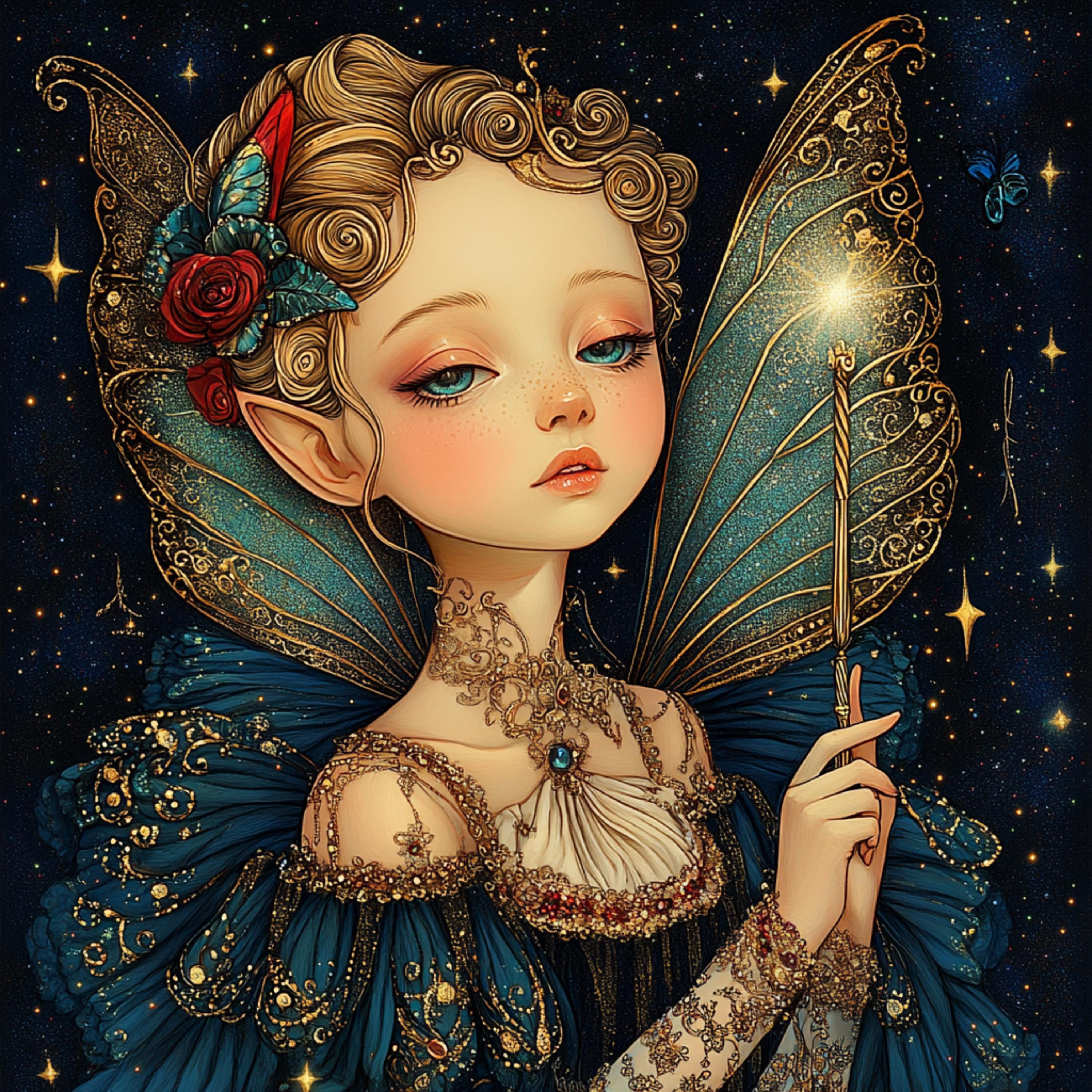 11 Fantasy Fairy Digital Artwork, Large Square Fairies Printable, Magical Night Sky Art, Enchanted Fairy Illustration, Whimsical Wall Decor