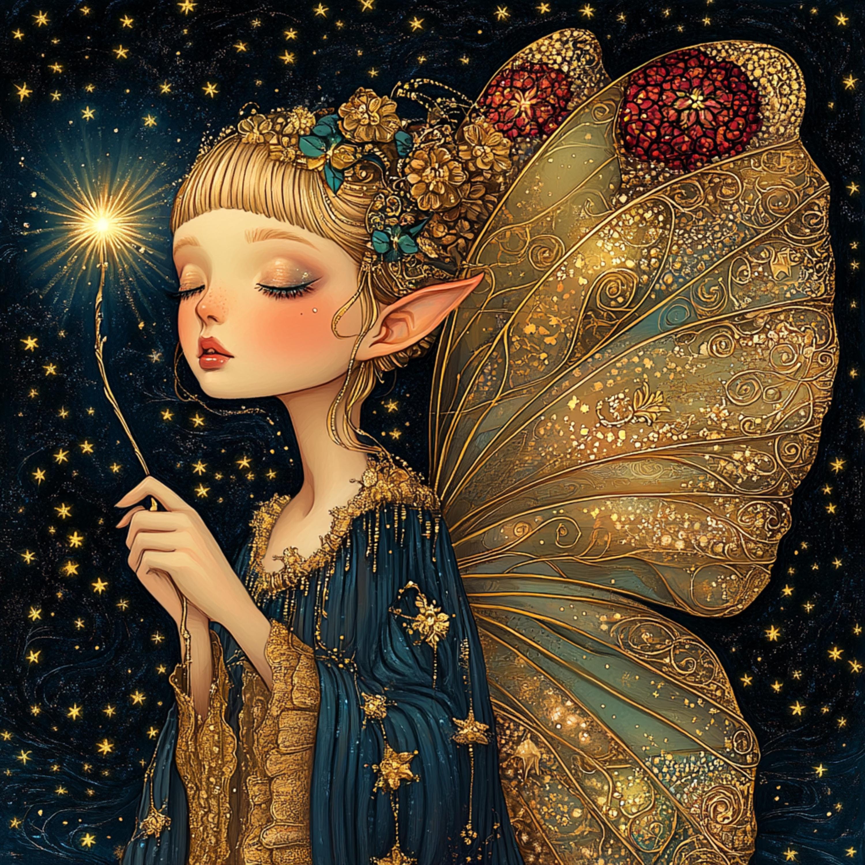 11 Fantasy Fairy Digital Artwork, Large Square Fairies Printable, Magical Night Sky Art, Enchanted Fairy Illustration, Whimsical Wall Decor