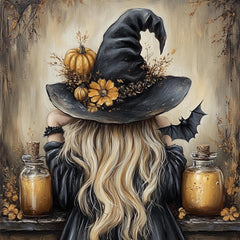 10 Halloween Witch Art Print, Digital Witch Illustration, Whimsical Witch Artwork, Fall Home Decor, Magical Witch Decor, Pumpkin Artwork