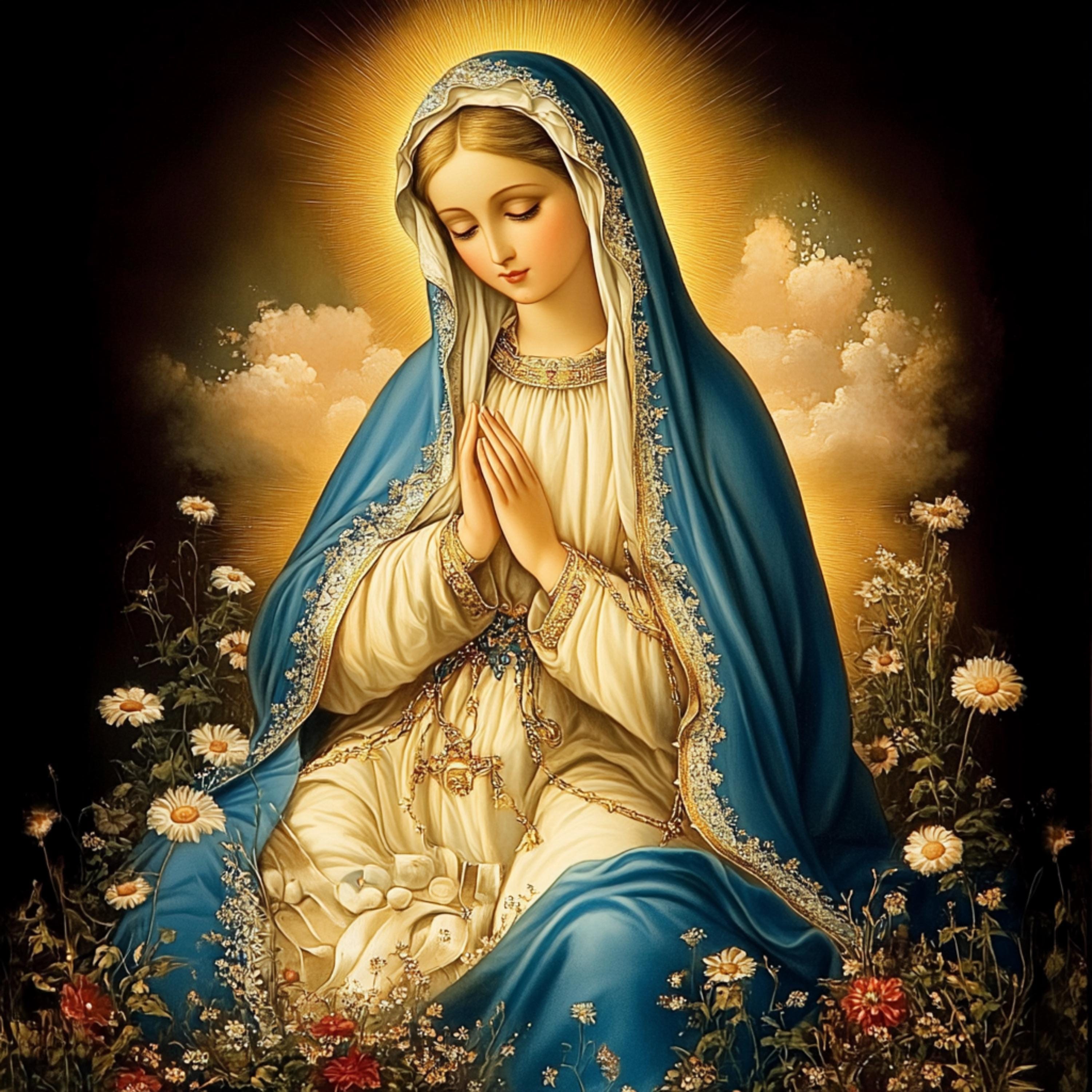8 Mother Mary Wall Art, Digital Images Set, Religious Decor, Christmas Wall Art, Large Square Prints, Catholic Wall Art, Marian Poster
