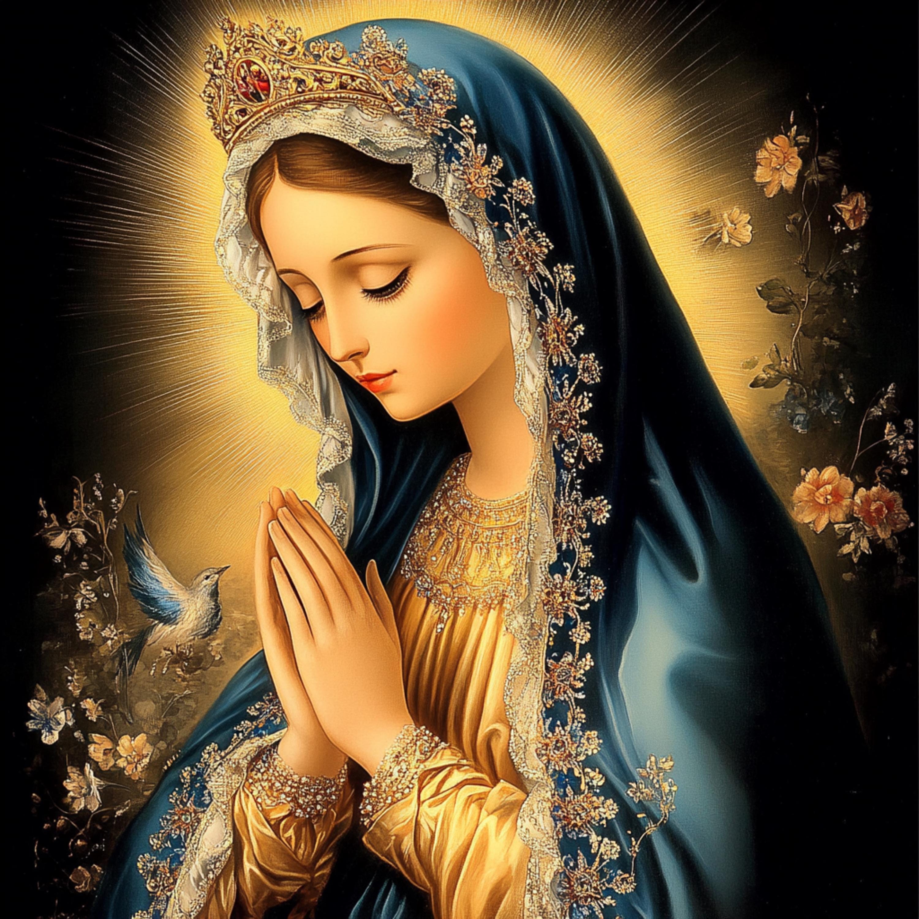 8 Mother Mary Wall Art, Digital Images Set, Religious Decor, Christmas Wall Art, Large Square Prints, Catholic Wall Art, Marian Poster