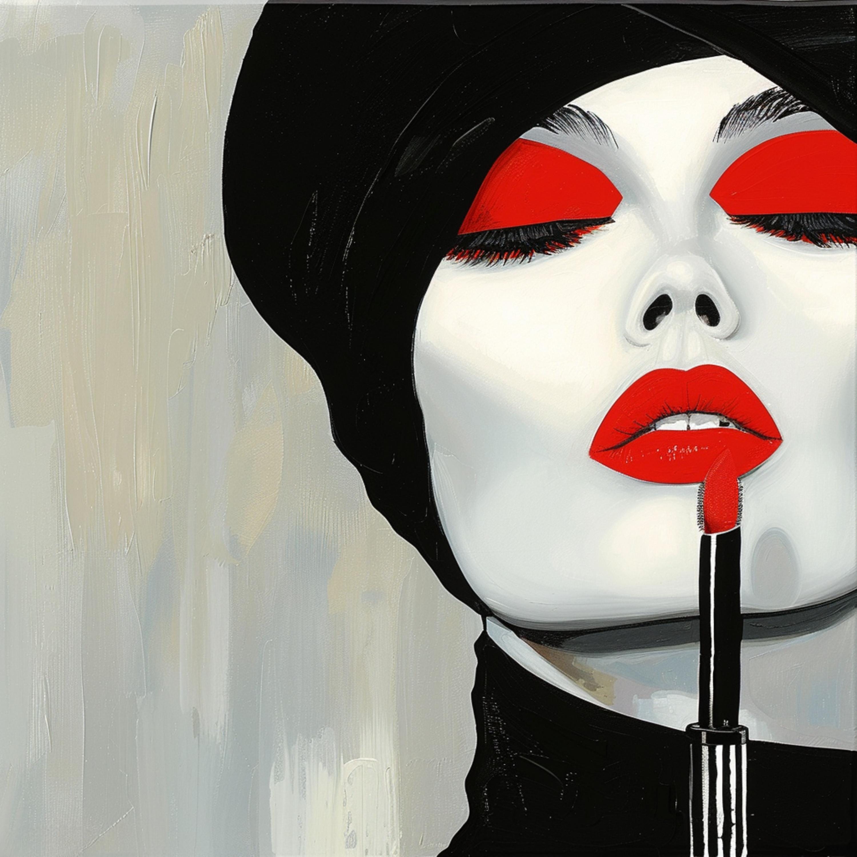 10 Fashion Make-up Art, Salon Wall Decor, Large Bold Square Artwork, 10 Digital Images, Modern Beauty Print, Bold Lipstick Design