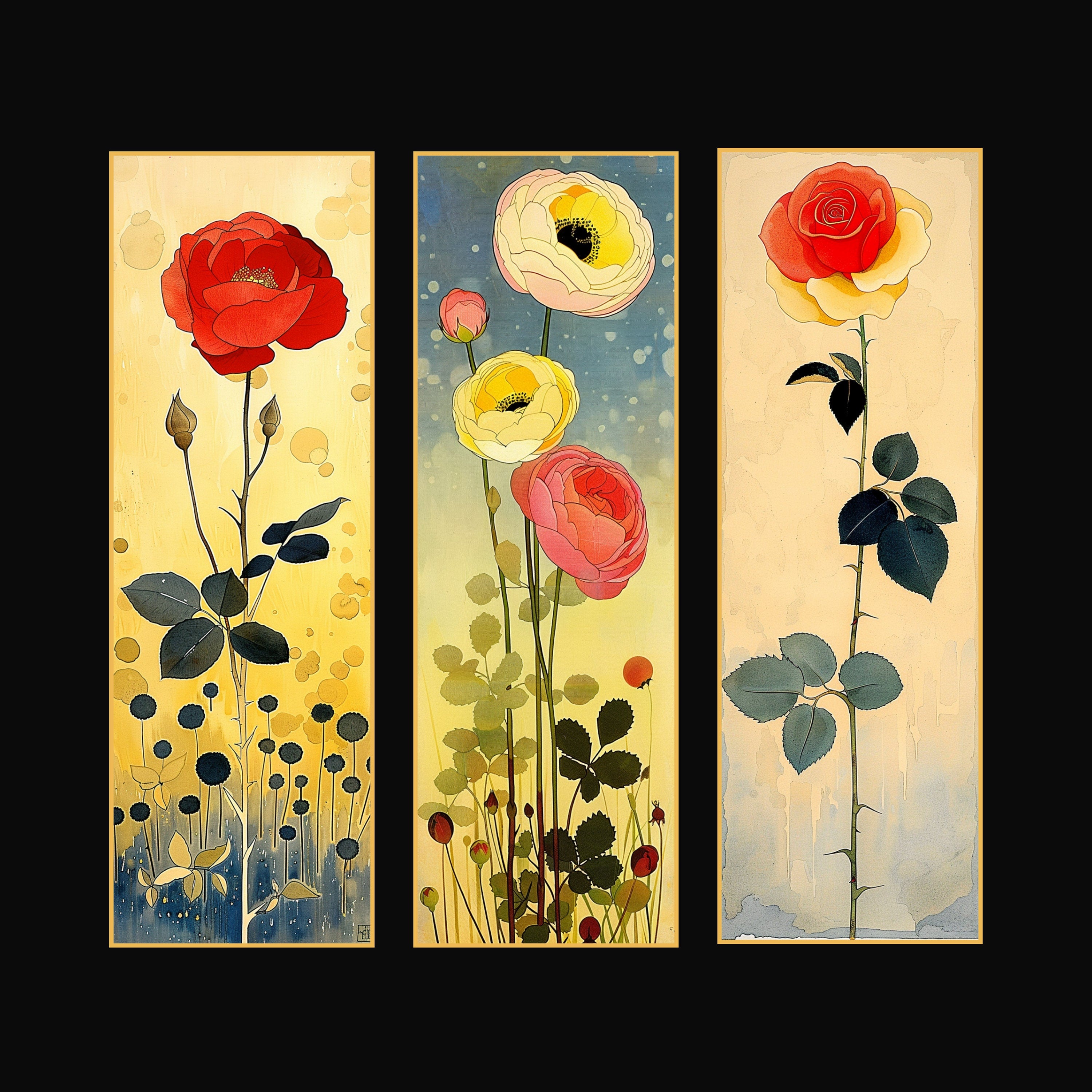 Eleven Digital Rose Art, Tall Thin Artwork, Vibrant Red Roses, Wall Decor, Unique Floral Print, Modern Home Art, Digital Download