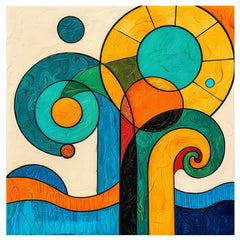16 Mid Century Modern Wall Art, Large Abstract Poster, Colorful Over-The-Bed Art, Digital Download, Geometric Shapes Artwork