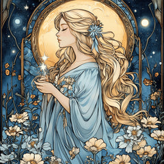 8 Fantasy Moonlit Woman Art, Digital Download, Square Artwork, Blue Tones Art Print, Ethereal Digital Art, Instant Download