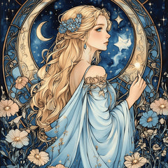 8 Fantasy Moonlit Woman Art, Digital Download, Square Artwork, Blue Tones Art Print, Ethereal Digital Art, Instant Download