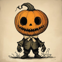 34 Spooky Pumpkin Head Character Poster Halloween Wall Art Creepy Pumpkin Illustration Unique Fall Decor, Scary Pumpkin Print Digital Images