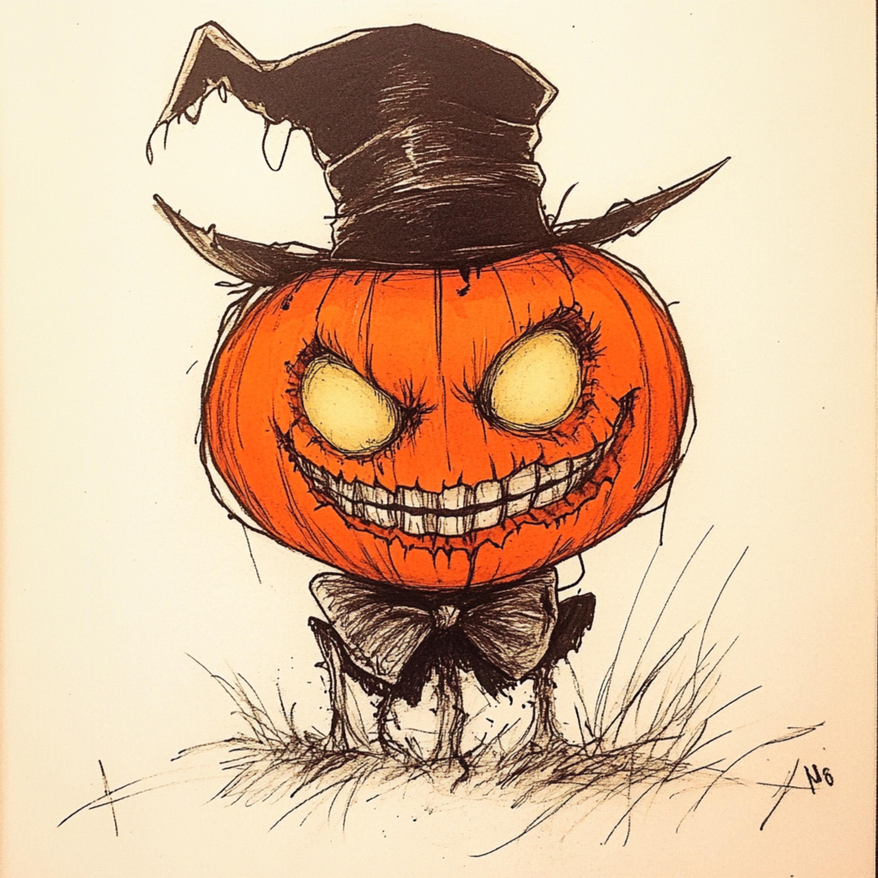 34 Spooky Pumpkin Head Character Poster Halloween Wall Art Creepy Pumpkin Illustration Unique Fall Decor, Scary Pumpkin Print Digital Images