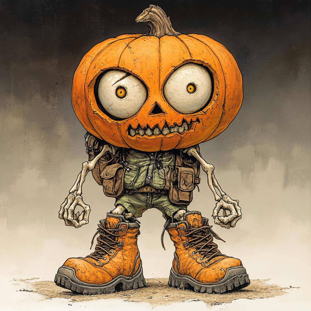 34 Spooky Pumpkin Head Character Poster Halloween Wall Art Creepy Pumpkin Illustration Unique Fall Decor, Scary Pumpkin Print Digital Images