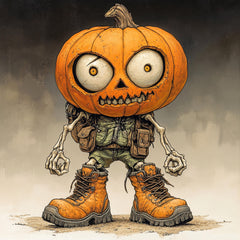 34 Spooky Pumpkin Head Character Poster Halloween Wall Art Creepy Pumpkin Illustration Unique Fall Decor, Scary Pumpkin Print Digital Images