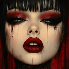 8 Vampire Girl Gothic Horror Digital Art, Halloween Square Artwork, Large Gothic Art, Spooky Home Decor, 8 Digital Images
