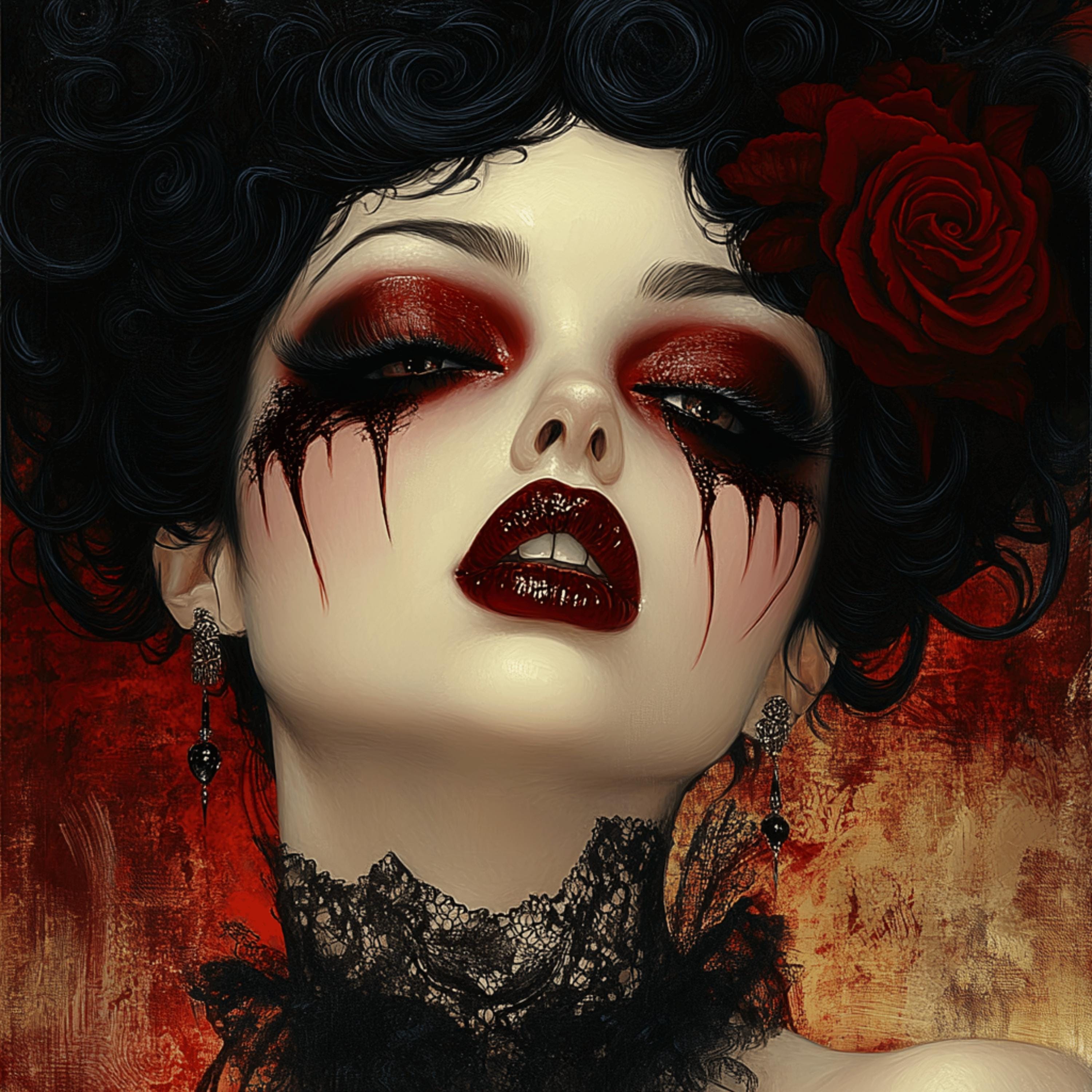 8 Vampire Girl Gothic Horror Digital Art, Halloween Square Artwork, Large Gothic Art, Spooky Home Decor, 8 Digital Images
