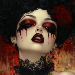 8 Vampire Girl Gothic Horror Digital Art, Halloween Square Artwork, Large Gothic Art, Spooky Home Decor, 8 Digital Images