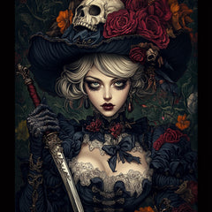 8 Victorian Gothic Art Digital Prints, Halloween Horror Digital Images, Skull and Roses Artwork, Spooky Victorian Lady Wall Decor