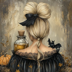 10 Halloween Witch Art Print, Digital Witch Illustration, Whimsical Witch Artwork, Fall Home Decor, Magical Witch Decor, Pumpkin Artwork