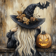 10 Halloween Witch Art Print, Digital Witch Illustration, Whimsical Witch Artwork, Fall Home Decor, Magical Witch Decor, Pumpkin Artwork