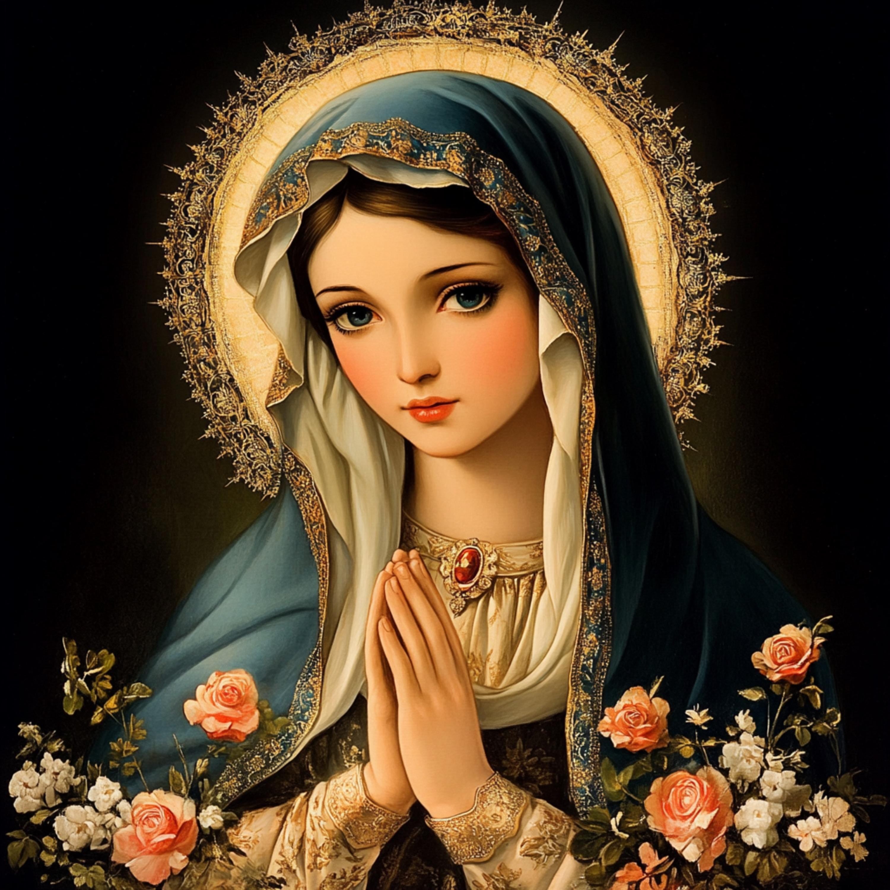 8 Mother Mary Wall Art, Digital Images Set, Religious Decor, Christmas Wall Art, Large Square Prints, Catholic Wall Art, Marian Poster