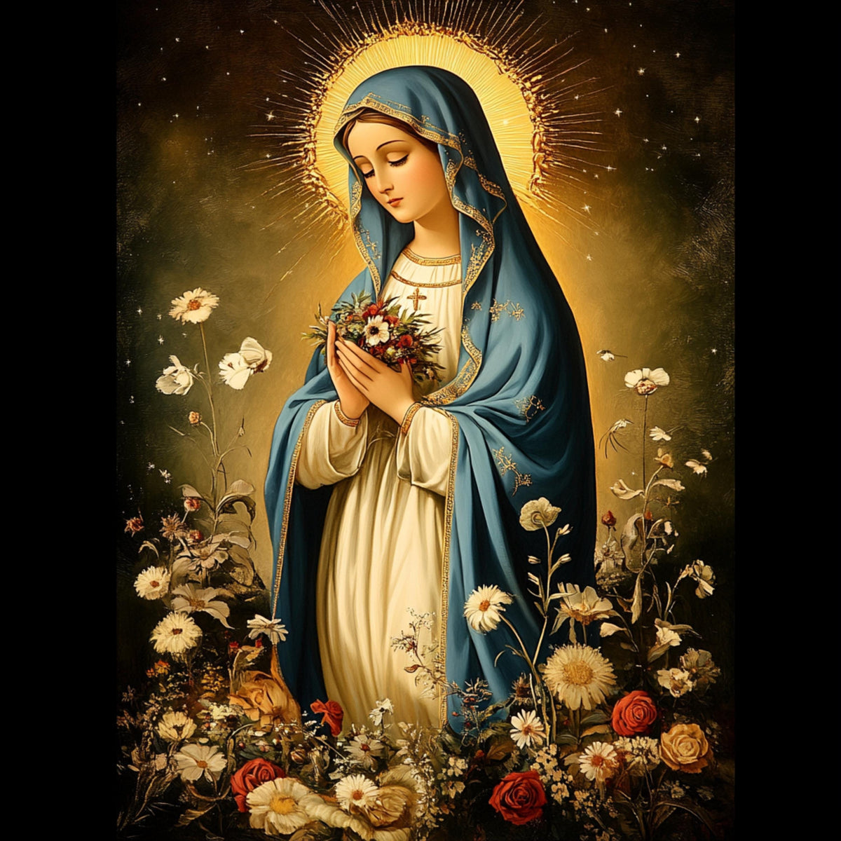 8 Mother Mary Wall Art, Digital Images Set, Religious Decor, Christmas Wall Art, Large Square Prints, Catholic Wall Art, Marian Poster