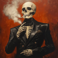 12 Skeleton Smoking in Suit Art Print Gothic Wall Decor Dark Aesthetic Poster Unique Skeleton Art Spooky Home Decor Gift for Goths Printable