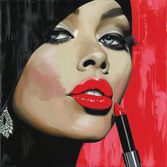10 Fashion Make-up Art, Salon Wall Decor, Large Bold Square Artwork, 10 Digital Images, Modern Beauty Print, Bold Lipstick Design