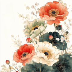 Floral Alcohol Ink Set, 11 Digital Art Prints, Chinese Art Style, Large Square Artwork, Vibrant Flowers, Wall Decor