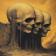 Skeleton Skull Halloween Artwork 8 Digital Images Horror Poster Large Square Skeleton Art Creepy Wall Decor Spooky Skull Print