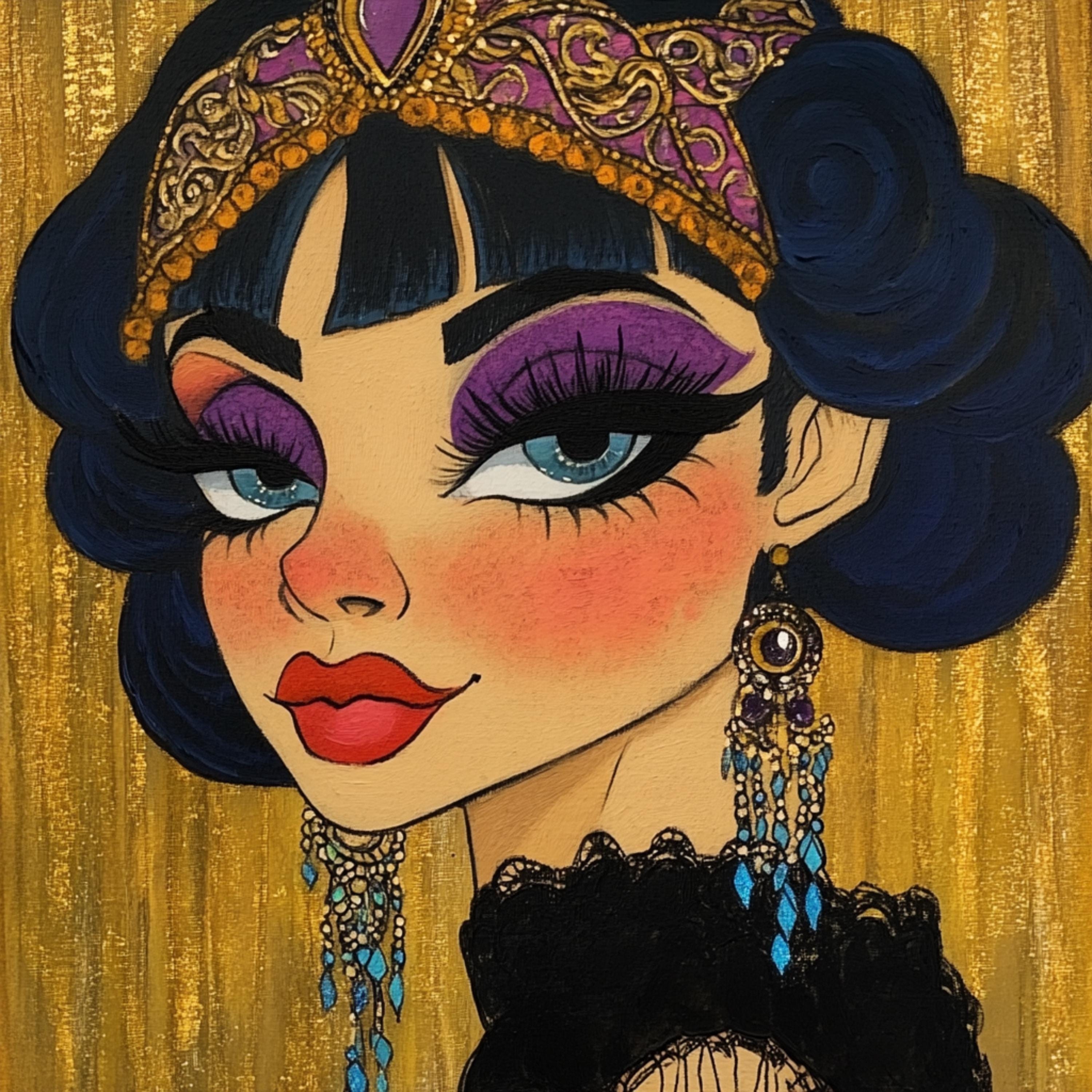 11 Showgirls Portraits Caricature Poster Large Square Artwork 11 Digital Images Glamorous Retro Style Wall Decor for Home