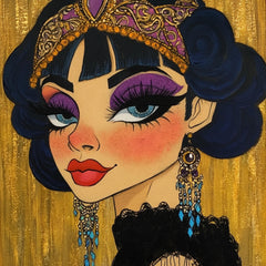 11 Showgirls Portraits Caricature Poster Large Square Artwork 11 Digital Images Glamorous Retro Style Wall Decor for Home