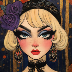 11 Showgirls Portraits Caricature Poster Large Square Artwork 11 Digital Images Glamorous Retro Style Wall Decor for Home