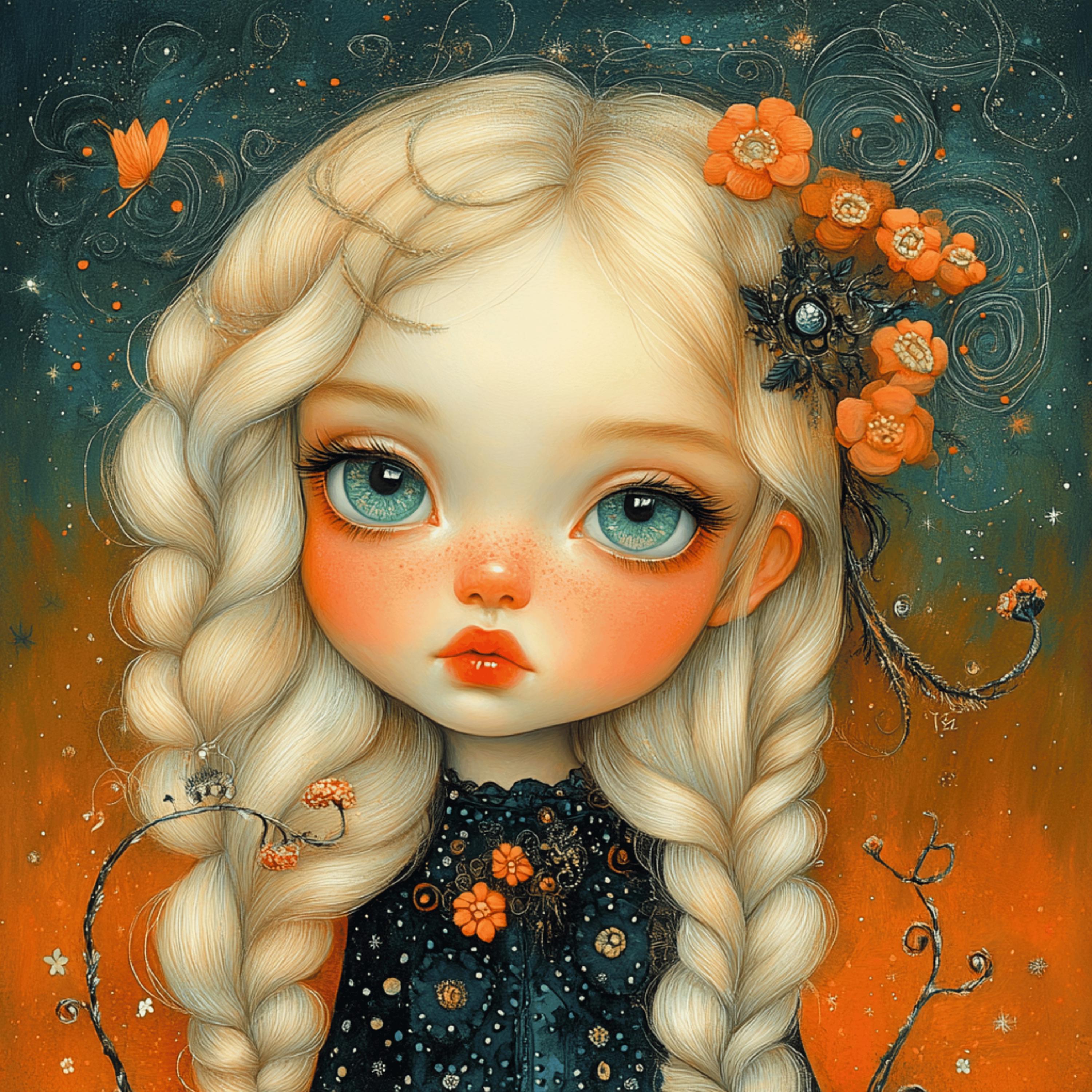 16 Whimsical Witch Art Poster Cute Witch Girl Decor Fantasy Wall Art Halloween Kids Room Poster Magical Young Witch Illustration Printable