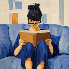 8 Reading Girl Wall Art, Literary Poster, Cozy Interior Decor, Book Lover Gift, Modern Illustration Print, Unique Home Decor, Art Piece