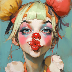 7 Colorful Clown Portrait Poster, Unique Artistic Clown Painting Print, Whimsical Clown Wall Art, Vibrant Clown Face Artwork, Girl Clown