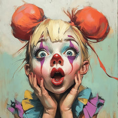 7 Colorful Clown Portrait Poster, Unique Artistic Clown Painting Print, Whimsical Clown Wall Art, Vibrant Clown Face Artwork, Girl Clown
